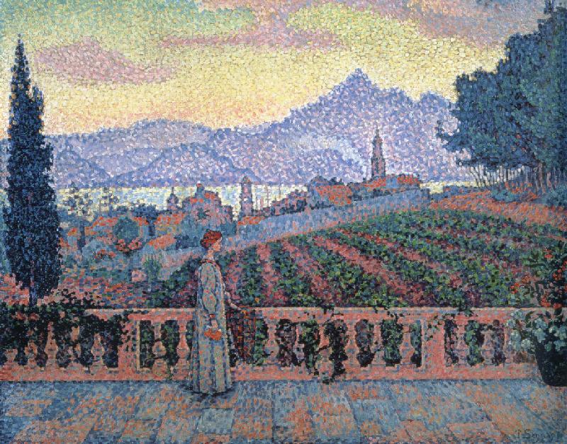 saint tropez terrace Spain oil painting art